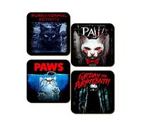Grindstore - Lot de 4 dessous de verre - Motif chats d'horreur - Noir - 9,2 x 9,2 cm - Wall Art - Salle de séjour