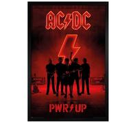 Grindstore Maxi poster encadré en bois noir AC/DC PWR/UP - Décoration murale / art - Idée cadeau pour le salon, la chambre à coucher, la maison ou le bureau