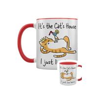Grindstore Mug bicolore avec inscription « It's The Cat's House I Just Live Here »