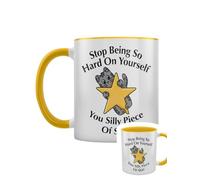 Grindstore Mug bicolore avec inscription « Stop Being So Hard On Yourself You Silly Piece of Sh*t Yellow Inner »