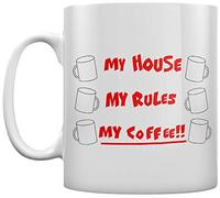 Grindstore - Mug MY HOUSE MY RULES MY COFFEE (Taille unique) (Blanc/rouge)