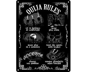 Grindstore Plaque Murale en métal Ouija Board Rules 15 x 20cm
