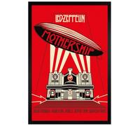 Grindstore Poster encadré en bois noir avec cadre LED Zeppelin Mothership rouge - Décoration murale/art, idée cadeau pour le salon, la chambre à coucher, la maison ou le bureau