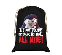 Grindstore Psycho Penguin It's Mine All Mine Sac de Père Noël en toile de jute Noir
