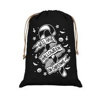 Grindstore Sac de Père Noël en toile de jute noire « We 'll Have Halloween on Christmas »