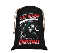 Grindstore Sac de Père Noël en toile de jute noire « When You're Dead Inside But It's Christmas »