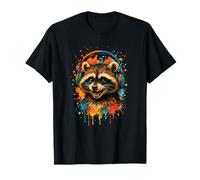 Grinsend Raton laveur Splash Art Musique Festival Dripping Racoon T-Shirt