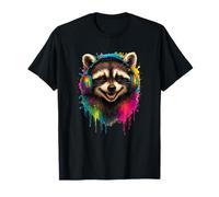 Grinsend Raton laveur Splash Art Musique Festival Dripping Racoon T-Shirt