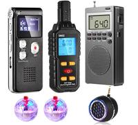 Grinsvalley Kit d'équipement de chasse aux fantômes 6 pièces, 1 compteur électromagnétique, 1 enregistreur vocal numérique, 2 boules LED, 1 haut-parleur, outils d'équipement paranormal pour enquête