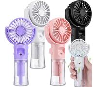 Grinsvalley Lot de 4 ventilateurs brumisateurs portables rechargeables avec réservoir d'eau de 25 ml, ventilateur de refroidissement personnel à 4 vitesses, mini ventilateur à main USB C pour voyage
