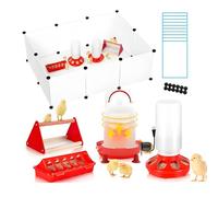 Grinsvalley Lot de 5 boîtes à couveuses pour poussins comprenant un abreuvoir chauffant de 2 litres, une mangeoire à volaille à couvercle rabattable, une boîte à couveuse, une mangeoire ronde à