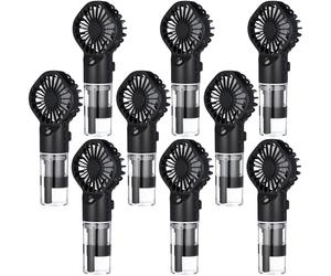 Grinsvalley Lot de 9 ventilateurs brumisateurs portables rechargeables avec réservoir d'eau de 25 ml, ventilateur de refroidissement personnel à 4 vitesses, mini ventilateur portable USB-C pour voyage