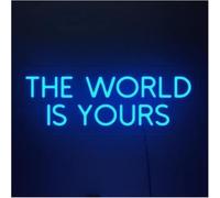 Griozzyi Enseigne lumineuse D'Ambiance Apaisante Lampe The World is Yours Enseigne Au Néon Lettre Lumière pour Chambre Bureau Mariage Homme(B)