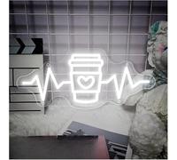 Griozzyi Enseigne lumineuse Néon signe Café Néons Boutique Tenture Murale Décoration Bienvenue Enseignes Au Lampe À LED Éclairer Signe 17cm×40cm(Blanc)