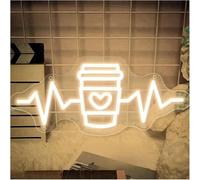 Griozzyi Enseigne lumineuse Néon signe Café Néons Boutique Tenture Murale Décoration Bienvenue Enseignes Au Lampe À LED Éclairer Signe 17cm×40cm(Beige)