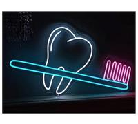 Griozzyi Enseigne lumineuse Néon signe Enseigne Au Dent, Lumière De Décoration pour clinique Dentaire(Une)