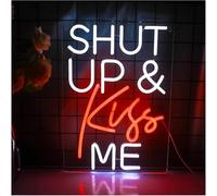 Griozzyi Enseigne lumineuse Tais-toi, embrasse-moi pour néons lettres LED décoration murale signe pour bar chambre de fille