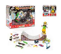 Grip and Tricks - Coffret Xtrem Rider avec 3 Finger Skates 1 Mini Vélo Freestyle 1 Paire de Finger Roller Skates 1 Finger Scooter 1 Rampe Halfpipe et Accessoires - Jouets à Doigt 25 pièces dès 6 Ans