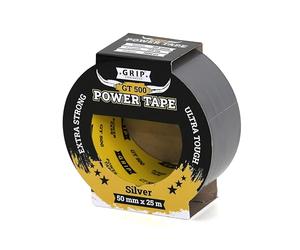 GRIP Eventbasics GT 500 Ruban adhésif universel en tissu ultra résistant pour réparer, fixer, regrouper, renforcer ou sceller - Noir - 25 m x 50 mm (argenté)