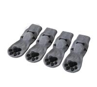 Grip Socks for Dog - 4 Pieces Adjustable Strap Paw Protector | Breathable Prevent Licking Pet Socks, Traction Boots for Hardwood Floors, Soft Knit with Reliable Sole for Hot Cold Pavement