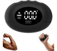 Grip Strength Tester Football, Portable Rechargeable Grip Strength Tester with Smart Digital Display Silicone Hand Trainer & Stress Ball Ideal for Sports & Fitness (Black)