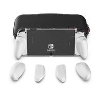 GripCase OLED Bundle pour Nintendo Switch OLED SAVAGE RAVEN by Skull & Co. : Coque de protection transparente compatible avec le dock, avec poignées interchangeables [avec étui de transport], Blanc