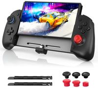Gripcon, Contrôleur Oled Switch/Switch Amélioré Pour Le Mode Portable, Conception Ergonomique Avec Gyroscope À 6 Axes, Cartographie Du Bouton Arrière, Vibration (Noir)