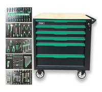 Gripiler Chariot à outils à roulettes à 6 tiroirs avec établi en bois, rangement d'outils verrouillable, roue de frein mobile, 86 x 46,5 x 87 cm (6 tiroirs avec kit d'outils de 175 pièces)