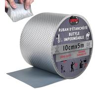 Gripko - Ruban Butyle 10cmx5M - Bande d’Étanchéité Butilo Impermeable - Ruban Autocollant en Aluminium pour Réparation de Tuiles, Fissures, et Fuites - Bande Super Adhésive pour Diverses Surfaces