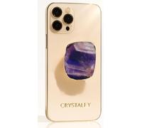 Grips by CRYSTALFY Crystal Support pour téléphone et béquille extensible en pierre précieuse naturelle compatible avec iPhone, iPad, Kindle et appareils mobiles (chevron améthyste doré, magnétique)