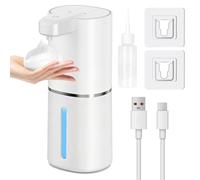 GRIRDDIV Distributeur de Savon Automatique Liquide, 380ml Distributeur de Savon avec Capteur de Mouvement Infrarouge, Mural, 4 Vitesses, Rechargeable par USB, Adapté à la Cuisine, Salle de Bain