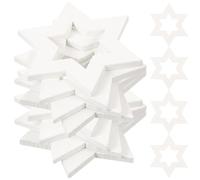 GRIRIW 100 Pièces de Rondelles de Bois en Forme D'étoile à Six Branches Blanches pour Décoration de Noël Intérieure et DIY Morceaux de Bois Brut en Finement Travaillés pour Loisirs