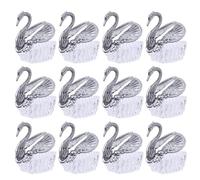 GRIRIW 12 Pièces Boîte à Dragées en Plastique Argentée Forme Cygne Plateau à Bonbons pour Fêtes et Événements de Mariage