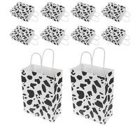 GRIRIW 12 Pièces Sacs Cadeaux Imprimés Vache avec Poignées Papier Solide pour Bonbons et Friandises Sacs Papier Anses pour Fête Anniversaire Thème Ferme Sachets Cadeaux Robustes pour