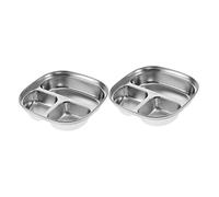 GRIRIW 2 Pièces Assiette Divisée Acier Inoxydable pour Garçon Fille Lot de Plaque à Sections Style Aléatoire Ensemble de Scolaire et Pratique