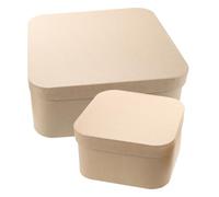 GRIRIW 2 Pièces Boîtes Présents en Papier Kraft Rigide 2 Pcs, Coffrets Carrés avec Coins Arrondis, Tailles Xl 24,5X24,5X10,3 CM L 16,5X16,5X9,2 CM, Boîtes Brunes Recy s pour Emballage
