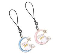 GRIRIW 2 pièces Breloques de Téléphone Kawaii Alliage Charmes de Téléphone Lapin et Étoile pour Décoration de Smartphone Dragonne Pratique et Rose Bleu