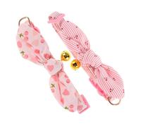 GRIRIW 2 Pièces Collier Chat Réglable avec Clochette et Nœud Amovible Design Oreilles de Lapin Mignon pour Petits Animaux Lot de Coton Doux pour et Chiens