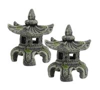GRIRIW 2 pièces Décoration Aquarium Résine Pagode Asiatique Hexagonale Refuge Paisible pour Poissons et Crevettes Ornement Zen Japonais pour Bassin et Jardin Aquatique