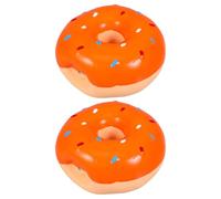 GRIRIW 2 Pièces Mâcher pour Chien Lot Latex Forme Donut avec Sifflet Sonore Orange Interactif pour Chiots pour Mâchouiller et Stimuler Les Chiens Actifs