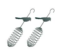 GRIRIW 2 Pièces Mangeoire à Oiseaux Suspendue Verte pour Boules de Graisse Distributeur à Ressort Conteneur Pratique pour Nourrir Écureuils et Oiseaux Extérieurs