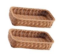GRIRIW 2 pièces Panier Rectangulaire Imitation Rotin pour Rangement Cuisine Organisateur Ustensiles et Boîtes Épices Lot de Paniers Tissés Résistants et Élégants