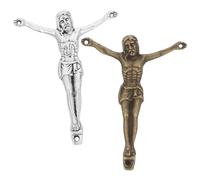 GRIRIW 2 Pièces Pendentifs Croix Alliage pour Hommes Crucifix Vintage Solide Charms Religieux pour Fabrication de Bijoux et Bracelets Lot de Antique Argent Antique