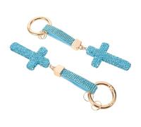 GRIRIW 2 Pièces Porte-clés Croix Strass Alliage Zinc Porte Clé Voiture et Charms pour Sacs à Main Pendentif Élégant et Léger pour Clés de Voiture Camion et Maison