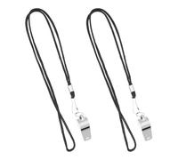 GRIRIW 2 Pièces Sifflet Portable en Acier Inoxydable Cordon Argenté, Sifflet Professionnel pour Arbitre et Sports de Plein Air Son Clair et Design Solide