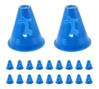GRIRIW 20 Pièces Cônes D'entraînement de Football Bleus en PE 8cm, Stables et Portables pour Exercices de Terrain et Entraînements Sportifs