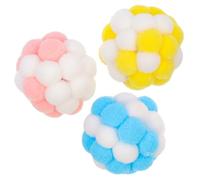 GRIRIW 3 Pièces Chat en Peluche avec Clochette, Balle à Mâcher Intérieure | Lot de Jouets pour Chatons, Stimule la Curiosité, Usage Intérieur, Peluche Douce, Couleur Macaron