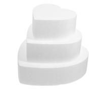 GRIRIW 3 Pièces Lot de 3 Moules à Gâteau en Mousse Polystyrène de Cœur 15 CM, 20 CM et 25 CM, Hauteur 5 CM, pour Entraînement Pâtisserie, Décoration Mariage et Anniversaire