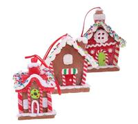 GRIRIW 3 Pièces Ornements Petite Maison en Pâte à Modeler à Suspendre Thème Épices Décorations Sapin de Noël Légères avec Ruban pour Fêtes de Fin Année
