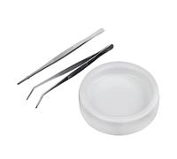 GRIRIW 3 pièces Set de Gamelle Céramique et Pinces INOX pour Alimentation Reptiles Adapté Tortue Lézard Serpent Pratique et Facile à Nettoyer